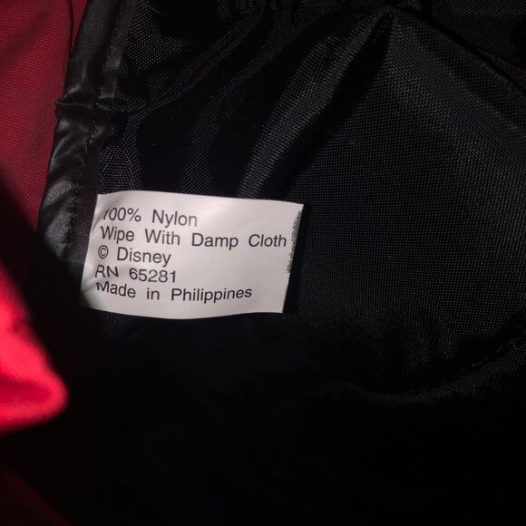 Red Disney Logo Nylon Backpack Drawstring Flap Pack 14”x11” - Picture 8 of 10